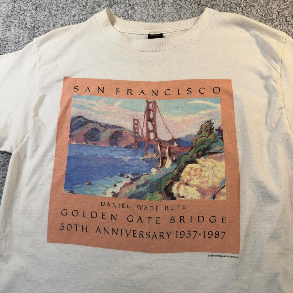 Anvil‎ Mens Vintage 1986 San Francisco Golden Gate Bridge Graphic Tee XL Black